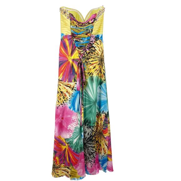 Vintage Kiss Kiss Formal Strapless Beaded Dress Size 4 Dopamine Dressing Y2K - Picture 9 of 15